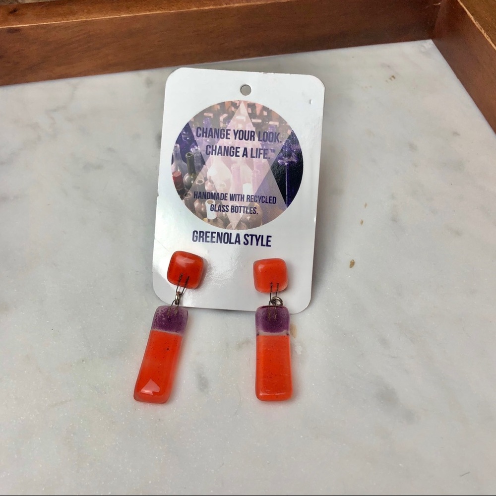 FINAL SALE:Purple and Orange Glass Earrings